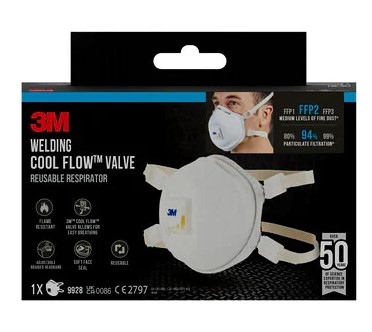 [1060183] MASQUE ANTI-POUSSIERE AVEC VALVE FFP2 9928 (1PC)